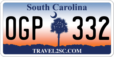 SC license plate OGP332