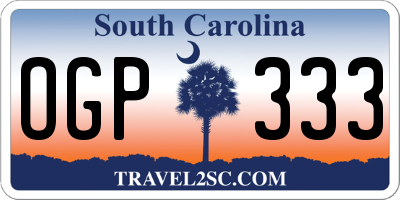 SC license plate OGP333