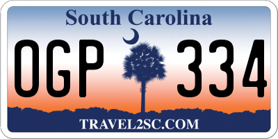 SC license plate OGP334