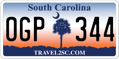 SC license plate OGP344
