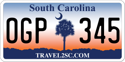 SC license plate OGP345