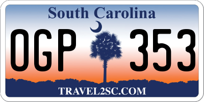 SC license plate OGP353