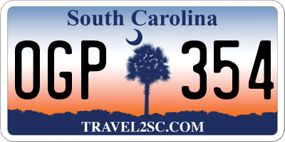 SC license plate OGP354