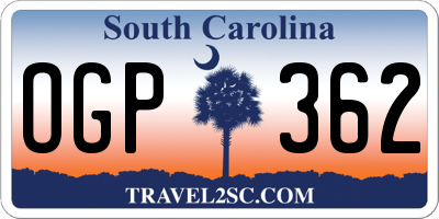 SC license plate OGP362