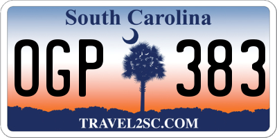 SC license plate OGP383