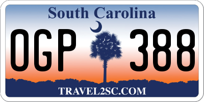 SC license plate OGP388