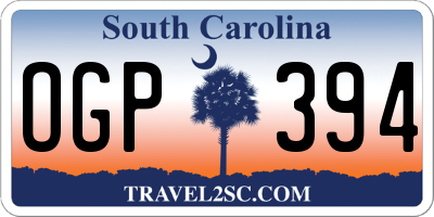 SC license plate OGP394