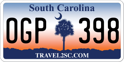 SC license plate OGP398