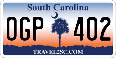 SC license plate OGP402