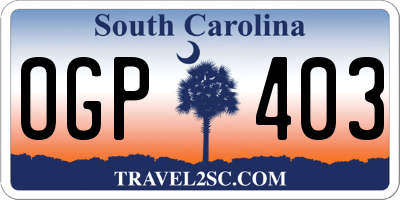 SC license plate OGP403