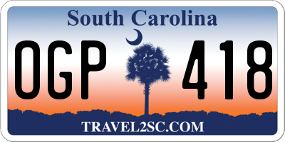 SC license plate OGP418