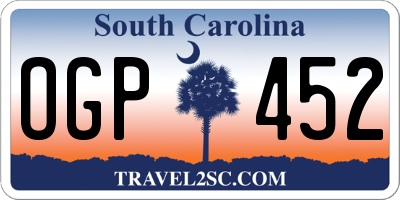 SC license plate OGP452