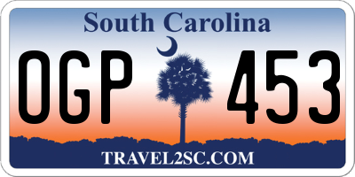 SC license plate OGP453