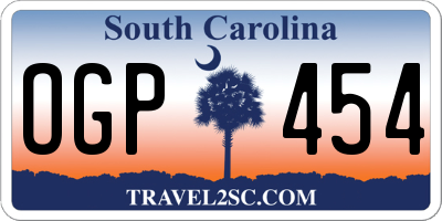 SC license plate OGP454
