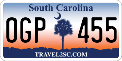 SC license plate OGP455