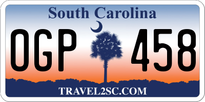 SC license plate OGP458