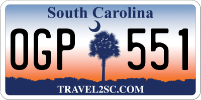 SC license plate OGP551