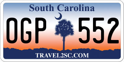 SC license plate OGP552