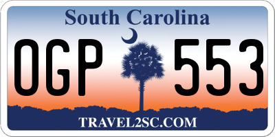 SC license plate OGP553