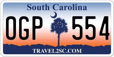 SC license plate OGP554