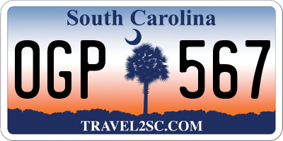 SC license plate OGP567
