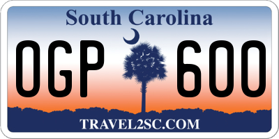 SC license plate OGP600