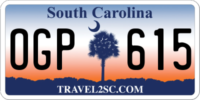 SC license plate OGP615