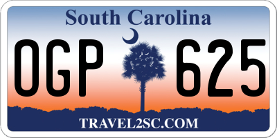 SC license plate OGP625