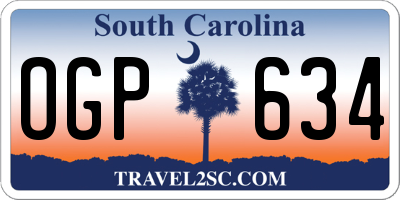 SC license plate OGP634