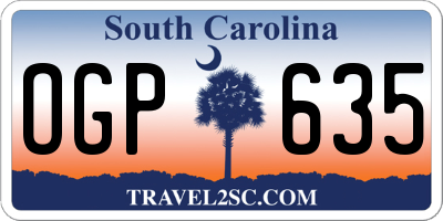 SC license plate OGP635