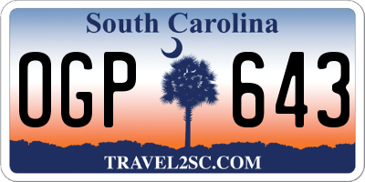 SC license plate OGP643