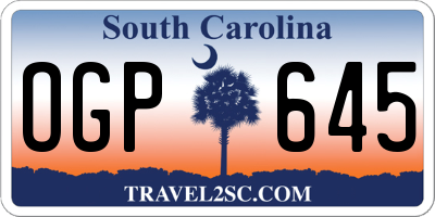 SC license plate OGP645