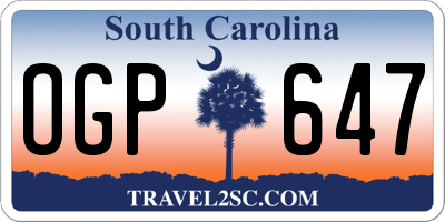 SC license plate OGP647