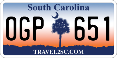 SC license plate OGP651