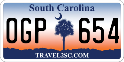 SC license plate OGP654