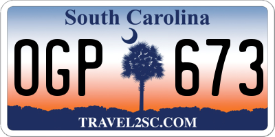 SC license plate OGP673
