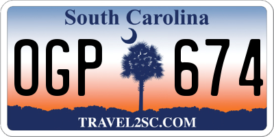 SC license plate OGP674