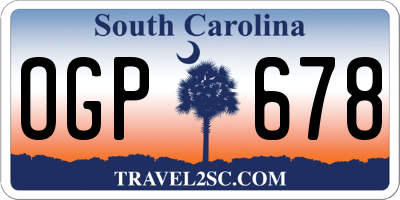 SC license plate OGP678