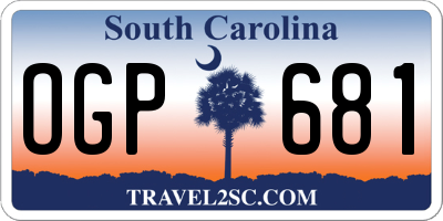 SC license plate OGP681