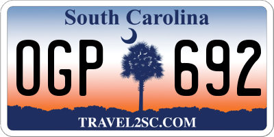 SC license plate OGP692