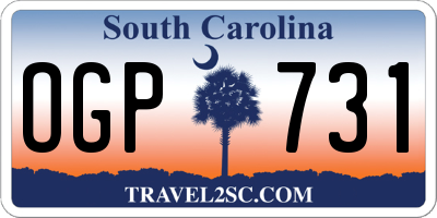 SC license plate OGP731