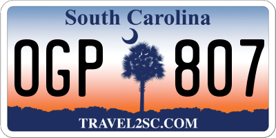 SC license plate OGP807