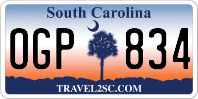 SC license plate OGP834