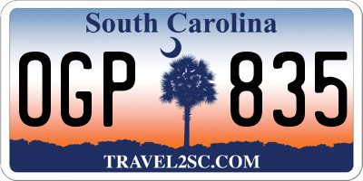 SC license plate OGP835