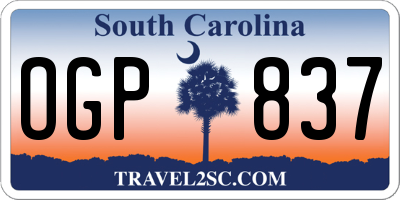 SC license plate OGP837