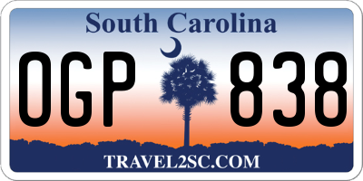 SC license plate OGP838