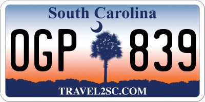 SC license plate OGP839