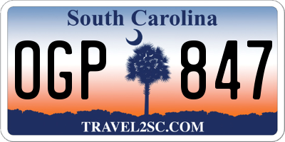 SC license plate OGP847