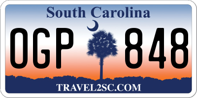 SC license plate OGP848