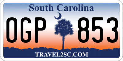 SC license plate OGP853